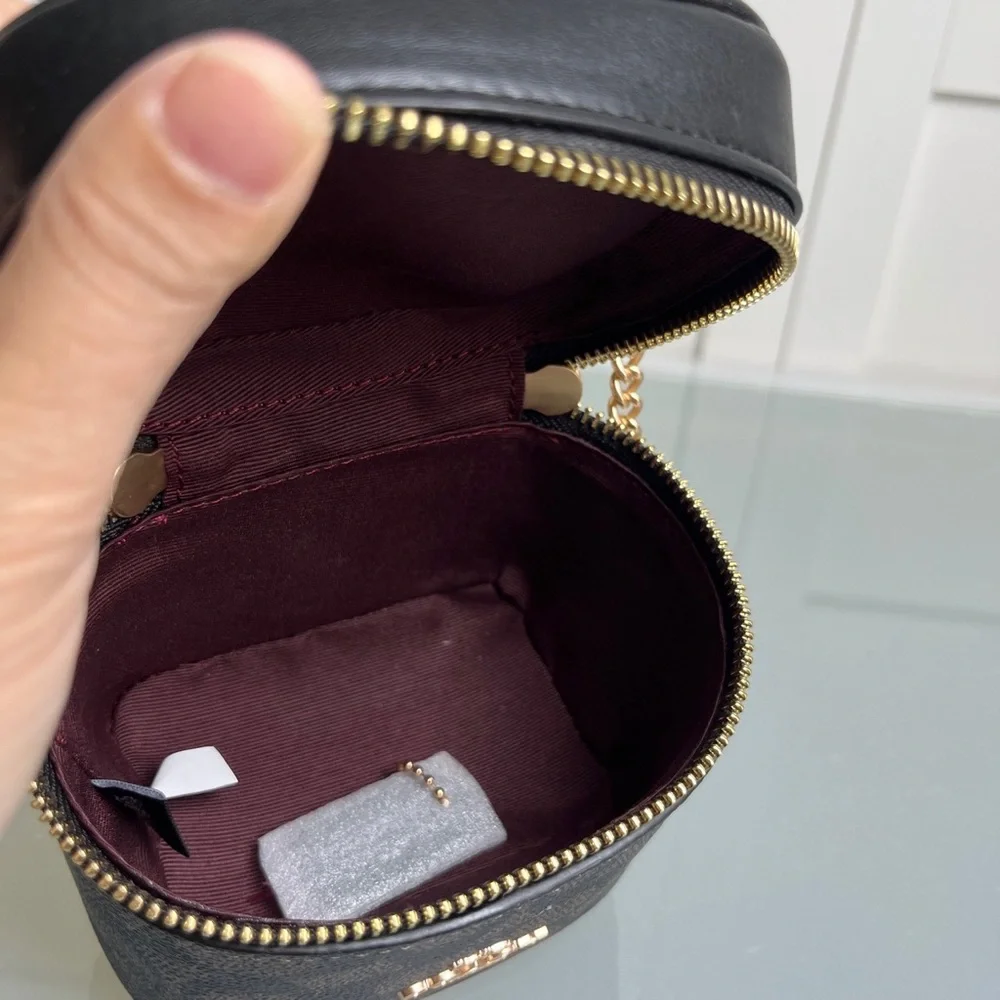 Coach Brown/Black Signature Mini Vanity Crossbody with Gold Chain - Picture 8 of 8